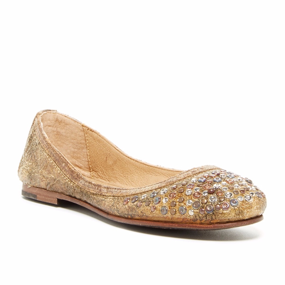 NIB $188 Frye Carson Studded Ballet Flat in Tan - size 7!